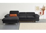 Ecksofa COTTA "Driver L-Form", schwarz, B:268cm H:73cm T:169cm, LEDER BEEFY (ein abgedecktes Spalt-Rindsleder) im Sitz und Rücken (Korpus in Kunstleder);Luxus-Kunstleder;Kunstleder SOFTLUX;Leder Pampas (echtes Rindsleder), Rückseite mit schwarzem Spannstoff bezogen, Sofas, Ecksofa, mit Kopfteilverstellung, wahlweise mit Bettfunktion & Bettkasten