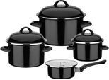 Topf-Set GSW "Black & White", schwarz (schwarz, weiß), Töpfe, Topf-Set, Literskala, Induktion