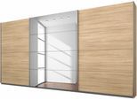 Schwebetürenschrank RAUCH "Kleiderschrank Schrank Garderobe Schlafzimmerschrank DOBENE", braun (struktureichefarben hell), B:360cm H:210cm T:62cm, Holzwerkstoff, Schränke, Schwebetürenschrank, mit großen Spiegelelementen, inkl. Schubladeneinsatz MADE IN GERMANY