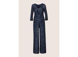 Overall MADELEINE "Jumpsuit Eleganter Pailletten-Einteiler", Damen, Gr. 36, N-Gr, blau (dunkelblau), Obermaterial: 100% Polyester PES., Modern, figurbetont, V-Ausschnitt, Overalls Overall, Funkelnde Pailletten