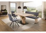 Essgruppe MASSIVLINE & MORE "SK Kota", braun, mittelgrau, cara 5607 mittelgrau, artisan oak, B:160cm H:87cm T:59cm, Holzwerkstoff, Metall, Stoff, Sitzmöbel-Sets, Essgruppe