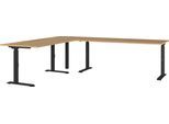 Eckschreibtisch GERMANIA "GW-Agenda", schwarz (grandson, eiche, nachbildung, schwarz, schwarz, grandson, eiche, nachbildung), B:260cm H:91cm T:220cm, Tische, Eckschreibtisch, höhenverstellbar, verfügbar in verschiedenen Maßen