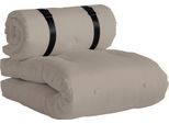 Gartensessel KARUP DESIGN "BUCKLE-UP Chair out™, LoungesesselI in Schlafplatz verwandelbar", beige, B:95cm H:68cm T:70cm, Polyester und Schaumfüllung;Webstoff-Bezug (100% Acryl Dralon), Sessel, Gartensessel, Outdoor geeignet, Schmutz- und Wasserabweisend, Made in Europe