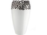 Tischvase GILDE "Vase Rose weiß H. 31,5 cm", weiß, B:17,5cm H:31,5cm T:17,5cm Ø:17,5cm, Keramik, Vasen, Tischvase