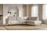 Ecksofa OTTO HOME "Nennor, weiches Chenille", beige (latte), B:278cm H:78cm T:213cm, 100% polyester, Sofas, Ecksofa, Breite 278 cm, Wellenunterfederung, schwarze Metallfüße