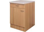 Unterschrank FLEX-WELL "Nano", braun (buche nachbildung), B:60cm H:85cm T:60cm, Holzwerkstoff, Schränke, Unterschrank, (B x H x T) 60 x 85/86 x 60 cm