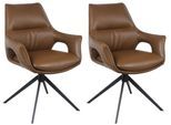 Drehstuhl HOME AFFAIRE "Sienna", braun, schwarz, braun, B:63cm H:91cm T:66,5cm, Leder, Stühle, Drehstuhl, 2er Set