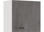 Hängeschrank IMPULS KÜCHEN "Prag", in drei Breiten, Höhe: 57,9 cm", grau (beton, optik schiefer dunkelgrau), B:60cm H:57,9cm T:34,2cm, Dekorfolie, Holzwerkstoff, Schränke, Hängeschrank, vormontiert, mit Drehtür und einem verstellbaren Fachboden