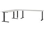 Eckschreibtisch GERMANIA "GW-Agenda", schwarz (lichtgrau, schwarz, schwarz, lichtgrau), B:260cm H:91cm T:220cm, Tische, Eckschreibtisch, höhenverstellbar, verfügbar in verschiedenen Maßen