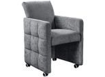 Esszimmersessel EXXPO - SOFA FASHION "Barista, Loungesessel auf Rollen mit hoher Bodenfreiheit", anthrazit, B:64cm H:90cm T:72cm, Sessel, Esszimmersessel, Barista Clubsessel auf Rollen mit schmalen Armlehnen, modernes Design