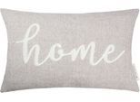 Dekokissen "Home", beige (beige, schriftzug), B:30cm L:50cm, Obermaterial: 96% Polyester, 4% Leinen, Dekokissen_Sitzkissen_Kissenhüllen, Dekokissen, mit Schriftzug