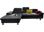 Ecksofa COTTA "Driver L-Form", schwarz, B:268cm H:73cm T:169cm, LEDER BEEFY (ein abgedecktes Spalt-Rindsleder) im Sitz und Rücken (Korpus in Kunstleder);Luxus-Kunstleder;Kunstleder SOFTLUX;Leder Pampas (echtes Rindsleder), Rückseite mit schwarzem Spannstoff bezogen, Sofas, Ecksofa, mit Kopfteilverstellung, wahlweise mit Bettfunktion & Bettkasten