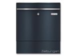 Metzler Briefkasten BK212-RE-ZF, austauschbares Namensschild, separates Zeitungsfach, abschließbar, B 390 x T 116 x H 433 mm, Stahl, anthrazitgrau RAL 7016