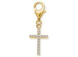 Charm-Einhänger ENGELSRUFER "Anhänger Einhänger Kreuz für Halskette Armband", gold (gelbgoldfarben, kristallweiß, kristallweiß), Charms, Damen, Silber 925 (Sterlingsilber), mit Zirkonia (synth.)