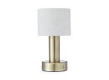 PR Home , Weiß , Metall, Textil , 24 cm , Beleuchtung, Innenleuchten, Tischlampen, Tischlampen ohne Kabel