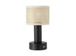 PR Home , Schwarz, Beige , Metall, Naturmaterialien , 24 cm , Beleuchtung, Innenleuchten, Tischlampen, Tischlampen ohne Kabel