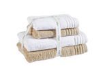 Vossen Frottierset SET Vienna Style, Weiß, Beige, Textil, 4-teilig, Uni, hochwertige Qualität, Badtextilien, Handtuch-Sets