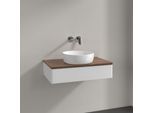 Villeroy und Boch Antao Waschtisch-Unterschrank K08012GF 80x19x50cm, Waschbeckenplattenfarbe warm walnut, glossy white lacquer