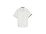 TOM TAILOR Herren Regular Fit Kurzarmhemd mit Leinenanteil, weiß, Uni, Gr. M