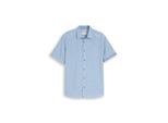 TOM TAILOR Herren Regular Fit Kurzarmhemd mit Leinenanteil, blau, Uni, Gr. M