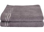 Handtücher DYCKHOFF "Wave", grau, B:50cm L:100cm, Frottier, Baumwolle, Handtücher, mit Jacquard-Bordüre