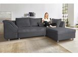 Ecksofa COLLECTION AB "Sally L-Form, B: 256 cm", grau (anthrazit), B:256cm H:87cm T:165cm, Microfaser PRIMABELLE (100% Polyester) / Struktur (80% Polyester, 20% Acryl);Struktur (80% Polyester, 20% Acryl);Kunstleder SOFTLUX / Struktur (80% Polyester, 20% Acryl);Microfaser PRIMABELLE (100% Polyester) / Cord (100% Polyester), Sofas, Ecksofa, 1 Zierkissen, optional Bettfunktion & Bettkasten