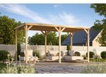 Holzpavillon KARIBU "Pergola Quadratus", braun (naturbelassen), B/H/T: 231cm x 243cm x 453cm, Pavillons, verschiedene Größen