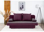 Schlafsofa COLLECTION AB "Ulla, B: 186 cm, Liegel. 142x186 cm", lila (brombeer, grau), B:186cm H:94cm T:85cm, Primabelle-Microfaser (100% Polyester)/Struktur (100% Polyester);Zierkissen: Primabelle-Microfaser (100% Polyester)/Struktur (100% Polyester), Sofas, Schlafsofa, Bettfunktion, Bettkasten & 2 Wende-Rückenkissen