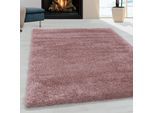 Hochflor-Teppich AYYILDIZ TEPPICHE "FLUFFY 3500", rosa (rosé), B:120cm H:50mm L:170cm, Polypropylen (PP), Teppiche, Langflor, Shaggy, uni, robust, auch in rund erhältlich, Wohnzimmer