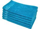 Gästehandtücher DYCKHOFF "Wave", blau (petrol), B:30cm L:50cm, Frottier, Baumwolle, Handtücher, mit Jacquard-Bordüre
