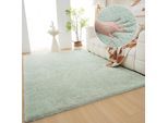 Hochflor-Teppich OTTO HOME "Microfaser Teppich Magong, besonders weich, sehr feiner Flor" Gr. 7, grün (pastellgrün), B:240cm H:30mm L:320cm, Kunstfaser, Teppiche, uni, Wohnzimmer, Schlafzimmer, Kinderzimmer, auch rund und als Läufer