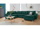 Wohnlandschaft COLLECTION AB "Paris U-Form, B: 310 cm", grün, B:310cm T:212cm, Samtoptik (100% Polyester), Sofas, Wohnlandschaft, 1 Zierkissen & Federkern, optional Bettfunktion & Bettkasten