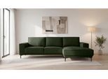 Ecksofa OTTO HOME "Polsterecke Oland, Struktur, Flachgewebe, Luxus-Microfaser, Boucle", grün, B:280cm H:85cm T:152cm, 100% Polyester, Sofas, Ecksofa, L-Form, 280 cm, Wellenunterfederung, Skandi-Design, Metallfüße