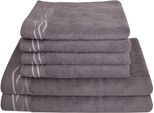 Handtuch Set DYCKHOFF "Wave", grau, 6 Stk., Frottier, Frottier, Obermaterial: 100% Baumwolle, Handtuch-Sets, Handtuch Set, mit Jacquard-Bordüre;4 Handtücher (50x100cm), 2 Duschtücher (70x140cm)