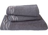 Handtuch Set DYCKHOFF "Wave", grau, 3 Stk., Frottier, Frottier, Obermaterial: 100% Baumwolle, Handtuch-Sets, Handtuch Set, mit Jacquard-Bordüre;4 Handtücher (50x100cm), 2 Duschtücher (70x140cm)