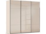 Schwebetürenschrank RAUCH "Kleiderschrank Schrank Garderobe Schlafzimmerschrank CONTIDO", beige (beige, glas beige (champagner)), B:242cm H:223cm T:68cm, Holzwerkstoff, Schränke, Schwebetürenschrank, aus hochwertigem Material in 6 Breiten 2 Griff-Farben MADE IN GERMANY