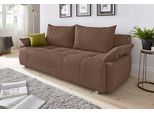 Schlafsofa COLLECTION AB "Funtastic, B: 212 cm, Liegel. 145x187 cm", braun (hellbraunkaf), B:212cm H:84cm T:96cm, Zierkissen: 100% Polyester;Struktur (100% Polyester);Kunstleder SOFTLUX;Microfaser PRIMABELLE (100% Polyester), Sofas, Schlafsofa, Bettfunktion, Bettkasten, Armteilverstellung & 1 Zierkissen, Federkern