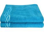 Handtücher DYCKHOFF "Wave", blau (petrol), B:50cm L:100cm, Frottier, Baumwolle, Handtücher, Handtücher, mit Jacquard-Bordüre