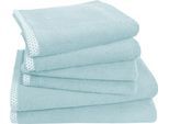 Handtuch Set DYCKHOFF "Pure Natural Uni", blau, 6, Frottier, Frottier, Obermaterial: 100% Baumwolle, Handtuch-Sets, Handtuch Set, BIO Baumwolle, GOTS