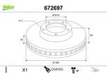 VALEO Bremsscheibe 672697 Vorderachse belüftet 366mm 30mm für Volvo ASIA