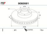 FTE Bremsscheibe 9082681 Vorderachse belüftet 380mm 34mm für LAND ROVER