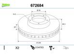 VALEO Bremsscheibe 672684 Vorderachse belüftet 255mm 25mm für TOYOTA (FAW)