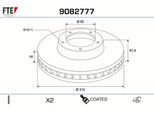 FTE Bremsscheibe 9082777 Hinterachse belüftet 310mm 18mm für LEXUS