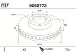 FTE Bremsscheibe 9082772 Vorderachse belüftet 312mm 25mm für Skoda (SVW) VW (FAW) CUPRA