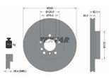 TEXTAR Bremsscheibe PRO+ 92107205 332mm 30mm für BMW