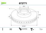 VALEO Bremsscheibe 672771 Vorderachse belüftet 260mm 22mm für DATSUN NISSAN