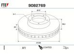 FTE Bremsscheibe 9082769 Vorderachse belüftet 300mm 28mm für Mercedes