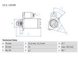 BOSCH Starter 0986023250 für Opel HOLDEN Vaughall SAAB