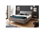 P & B , Grau , Textil , Esche , massiv , 160x200 cm , Reach , Schlafzimmer, Betten, Polsterbetten