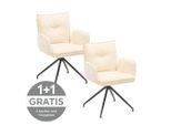 Mid.you , Schwarz, Beige , Metall, Textil , 58.5x86x66 cm , Sitzfläche 360° drehbar, inklusive Armlehnen ,